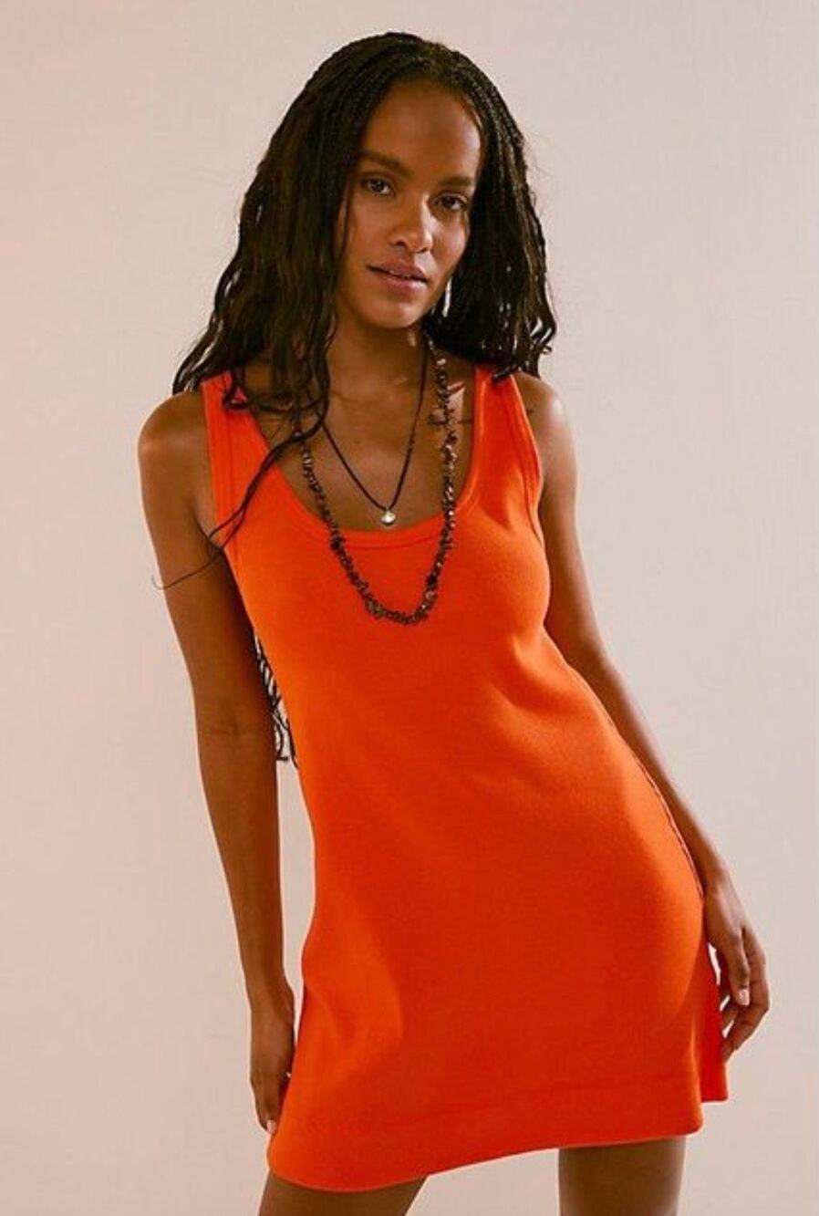 NWOT Free People FP Beach Tracey Mini Dress in Spicy Orange Size Large